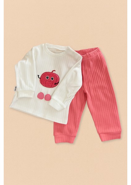 Kız Bebek Ikili Takım – Sevimli Desenli Sweatshirt ve Alt, Organik Pamuklu Rahat Günlük Set