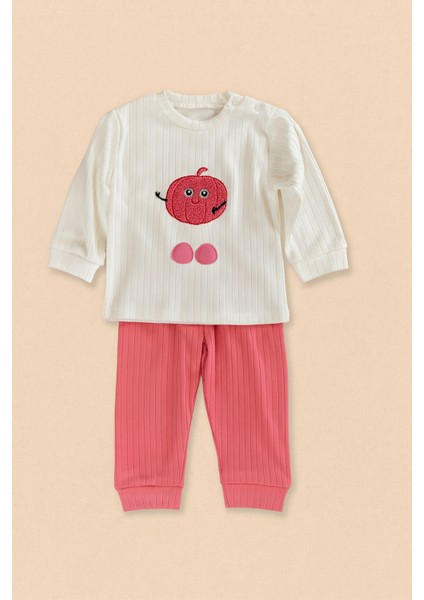 Kız Bebek Ikili Takım – Sevimli Desenli Sweatshirt ve Alt, Organik Pamuklu Rahat Günlük Set