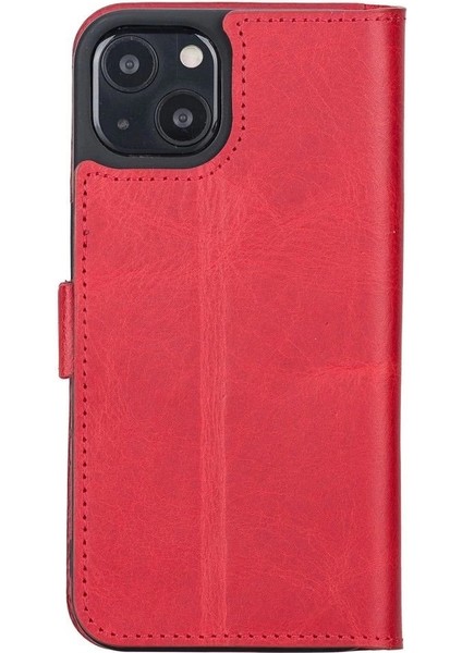 Apple iPhone 13 Uyumlu Deri Cüzdanlı Kılıf Nar Çiçeği modelleri