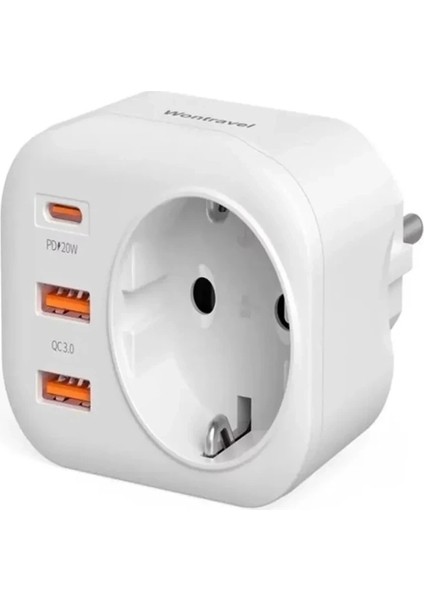 AC-115 2500W 3.4A 2usb 1type-C 1soket Akım Korumalı Şarj Adaptörü Priz Çoğaltıcı