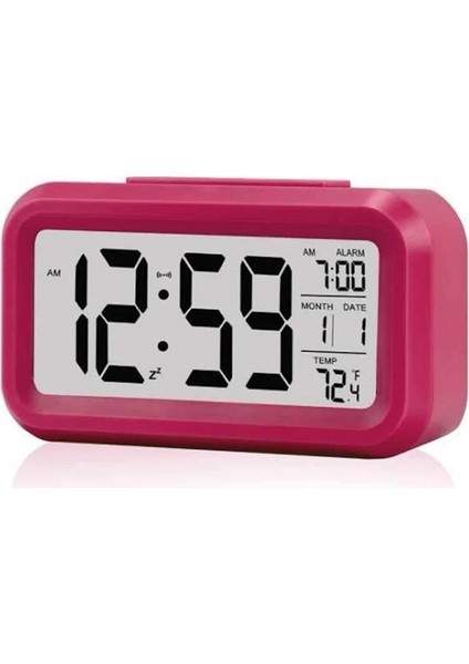 Işıklı Dereceli Masa Ofis Saati Alarmlı Termometre Takvim Çalar Saat