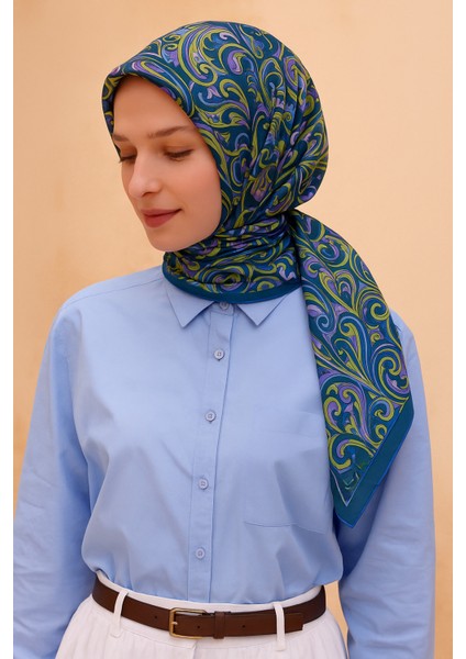 Etnik Desen Saf Ipek Twill Eşarp 4222D01 59 fırsatları