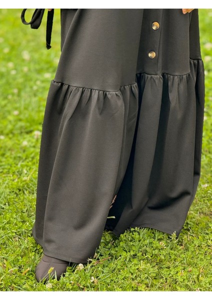 Ankanoor Anvelop Yandan Düğmeli Örme Elbise ANKA255113