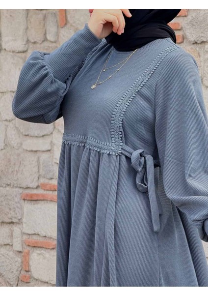 Ankanoor Yandan Bağlamalı Dantelli Örme Elbise ANKA255105 fırsatları