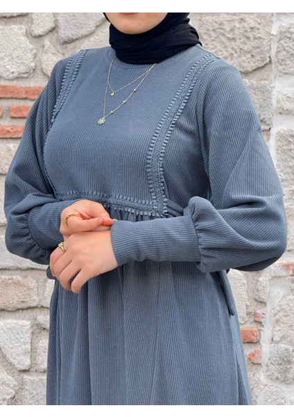 Ankanoor Yandan Bağlamalı Dantelli Örme Elbise ANKA255105 indirimleri