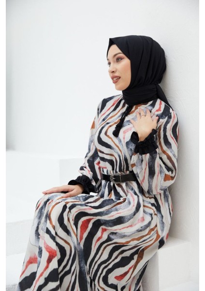 Ankanoor Kobe Krep Püskül Detaylı Kemerli Elbise ANKA251404 fiyatları