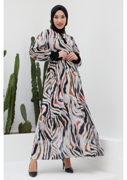 Ankanoor Kobe Krep Püskül Detaylı Kemerli Elbise ANKA251404 modelleri