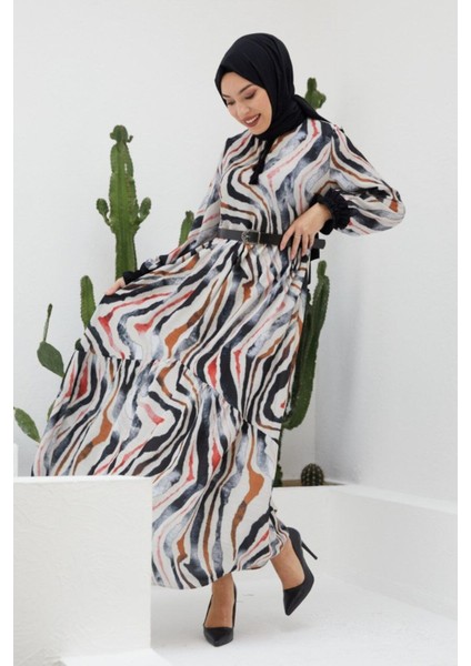 Ankanoor Kobe Krep Püskül Detaylı Kemerli Elbise ANKA251404 fırsatları