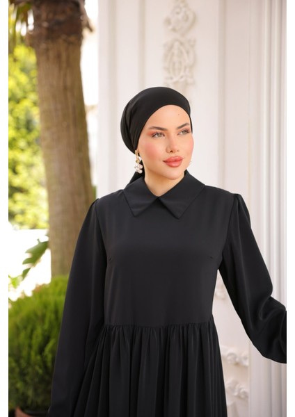 Ankanoor Yakalı Pelerinli Elbise ANKA255084 fırsatları