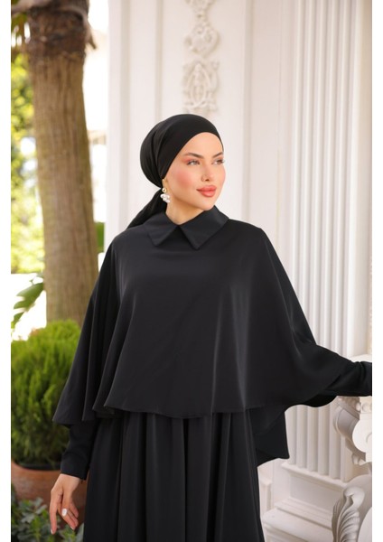 Ankanoor Yakalı Pelerinli Elbise ANKA255084