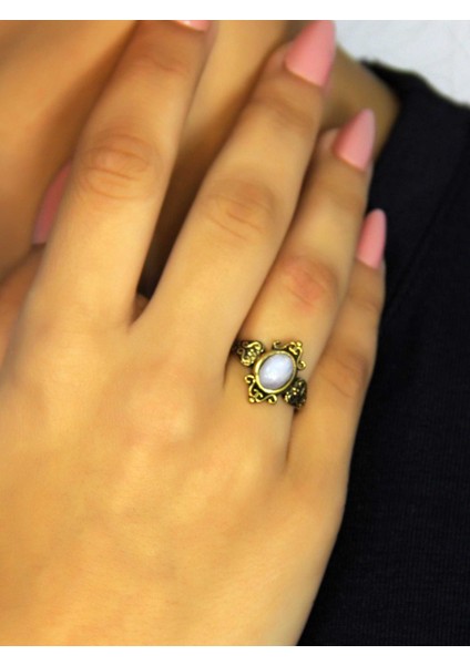 Doğal Taş Aytaşı Doğal Taşlı Antik Model Kadın Ayarlanabillir Yüzük EUY78AY fiyatları