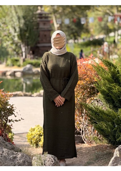 Ankanoor Uzun Kol Içlikli File Triko Elbise ANKA252005