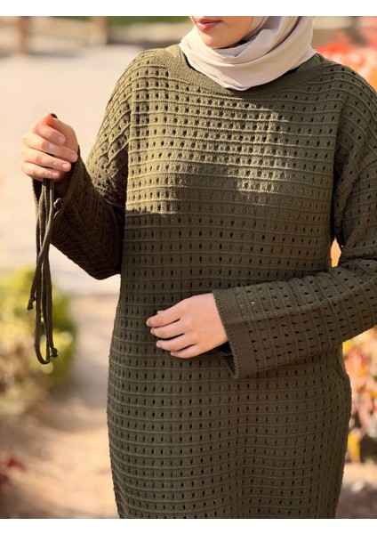 Ankanoor Uzun Kol Içlikli File Triko Elbise ANKA252005 modelleri