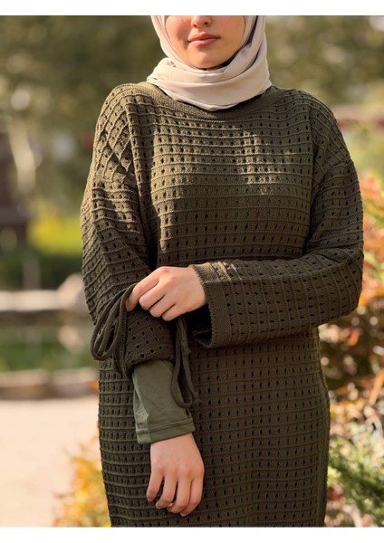 Ankanoor Uzun Kol Içlikli File Triko Elbise ANKA252005 fırsatları