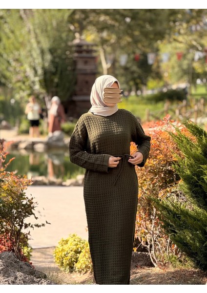 Ankanoor Uzun Kol Içlikli File Triko Elbise ANKA252005