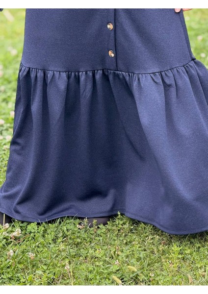 Ankanoor Anvelop Yandan Düğmeli Örme Elbise ANKA255113