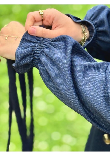 Ankanoor Anvelop Yandan Düğmeli Örme Elbise ANKA255113