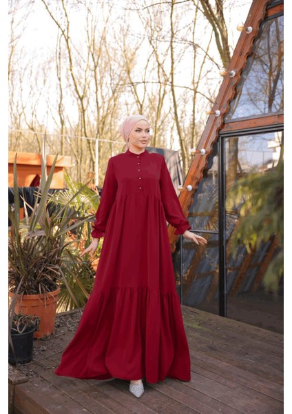 Ankanoor Yarım Patlı 3 Katlı Tesettür Elbise ANKA255078