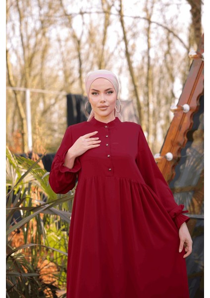 Ankanoor Yarım Patlı 3 Katlı Tesettür Elbise ANKA255078 fiyatları