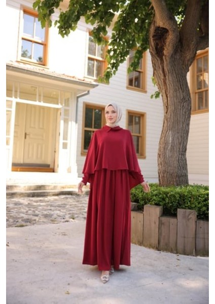 Ankanoor Yakalı Pelerinli Elbise ANKA255084