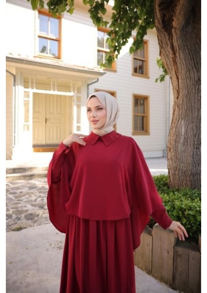 Ankanoor Yakalı Pelerinli Elbise ANKA255084 fiyatları