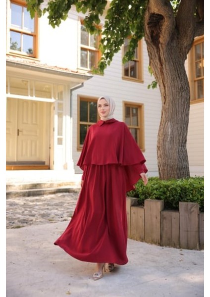 Ankanoor Yakalı Pelerinli Elbise ANKA255084