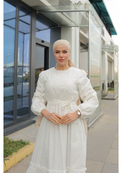 Ankanoor Etek Ucu Nakışlı Astarlı Keten Elbise ANKA251920 fiyatları