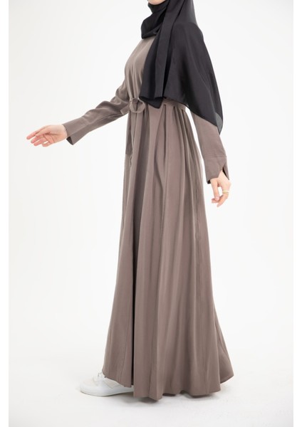 Ankanoor Modal Cupra Yırtmaç Kol Drapeli Elbise ANKA253003