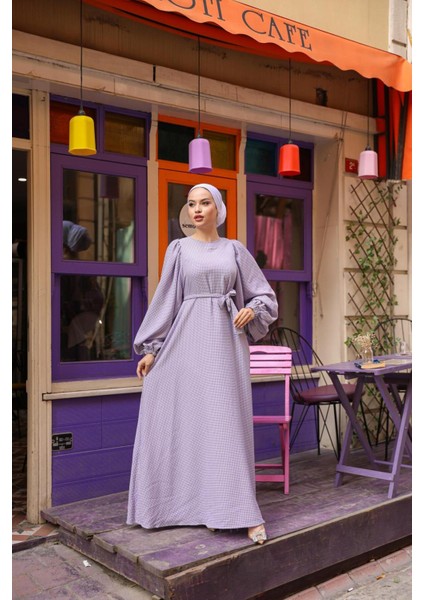 Ankanoor Balon Kol Pötikareli Jakar Elbise ANKA251691