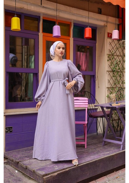 Ankanoor Balon Kol Pötikareli Jakar Elbise ANKA251691 fiyatları