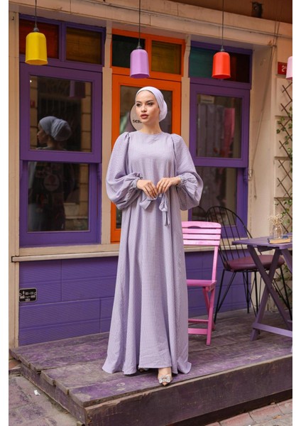 Ankanoor Balon Kol Pötikareli Jakar Elbise ANKA251691 indirimleri