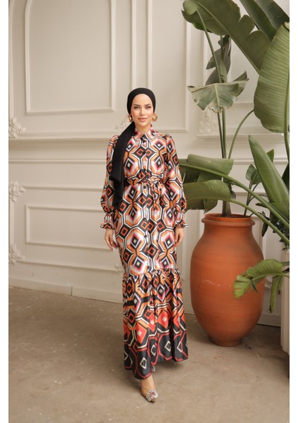 Gömlek Yaka Eteği Sulu Saten Elbise fiyatları