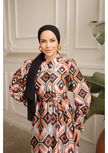 Gömlek Yaka Eteği Sulu Saten Elbise modelleri