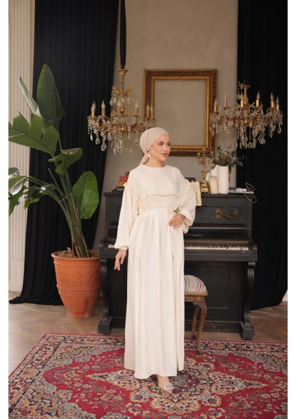 Ankanoor Robalı Büzgülü Oversize Elbise ANKA255093