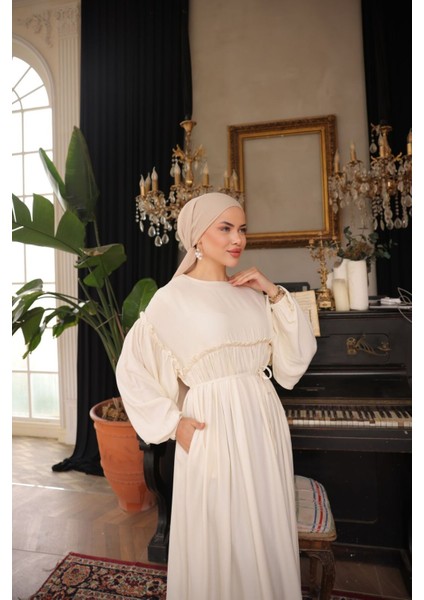 Ankanoor Robalı Büzgülü Oversize Elbise ANKA255093