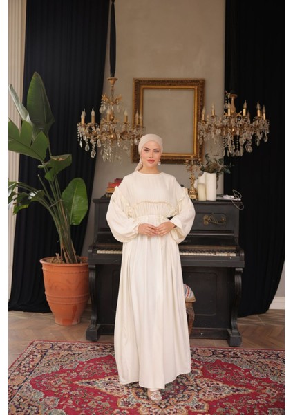 Ankanoor Robalı Büzgülü Oversize Elbise ANKA255093