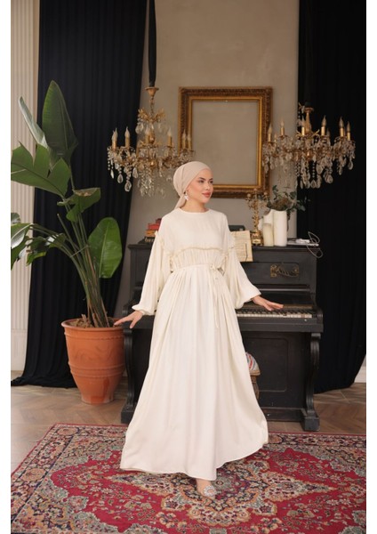 Ankanoor Robalı Büzgülü Oversize Elbise ANKA255093