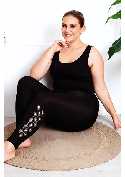 Lady Siyah Büyük Beden Bayan Tayt