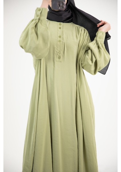 Ankanoor Modal Cupra Büzgü Detaylı Düğmeli Elbise ANKA253002 fiyatları