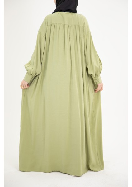 Ankanoor Modal Cupra Büzgü Detaylı Düğmeli Elbise ANKA253002 modelleri