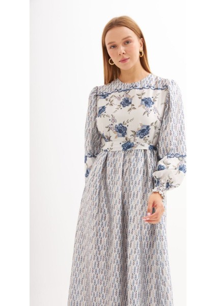 Eteği Sulu Çiçek Desen Saten Elbise fiyatları