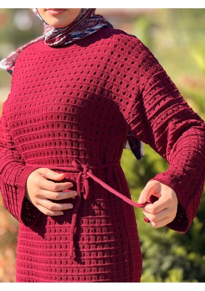 Ankanoor Uzun Kol Içlikli File Triko Elbise ANKA252005