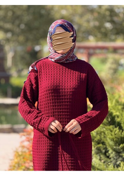 Ankanoor Uzun Kol Içlikli File Triko Elbise ANKA252005