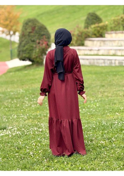 Ankanoor Anvelop Yandan Düğmeli Örme Elbise ANKA255113