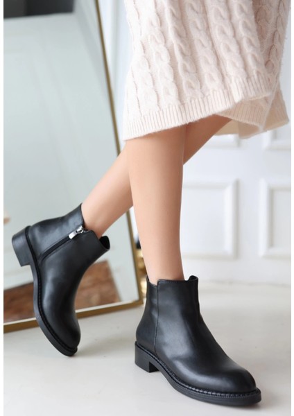 Moed Siyah Cilt Topuklu Bot modelleri