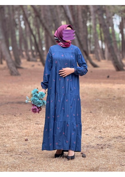 Ankanoor Çiçek Nakışlı Kot Elbise ANKA251896 fiyatları