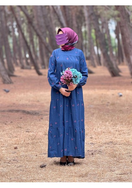 Ankanoor Çiçek Nakışlı Kot Elbise ANKA251896 modelleri