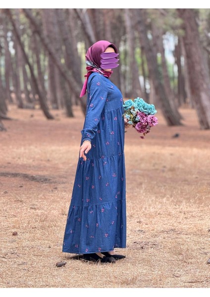 Ankanoor Çiçek Nakışlı Kot Elbise ANKA251896 fırsatları