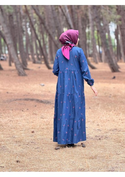 Ankanoor Çiçek Nakışlı Kot Elbise ANKA251896 indirimleri