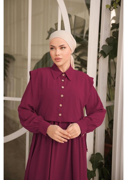 Ankanoor Önlüklü Medine Ipeği Elbise ANKA255065